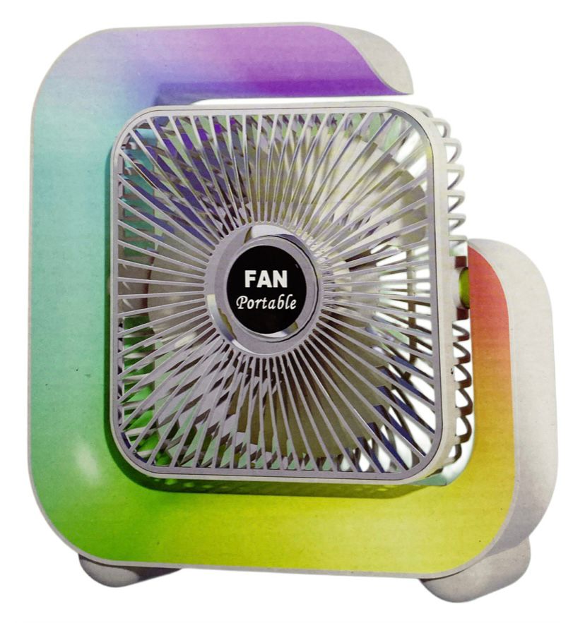 1+1 GRATIS: Ventilator Colorat Portabil Cu Lumina RGB, 3 Trepte de Viteza si Încarcare USB