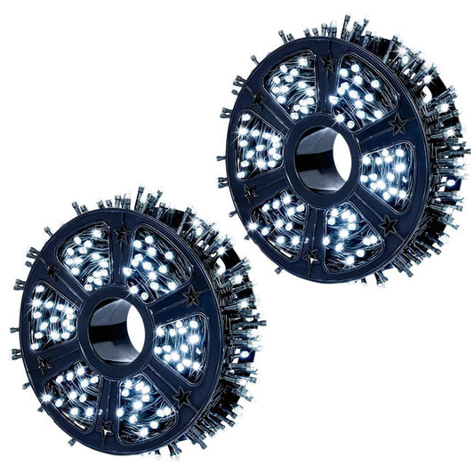 1+1 GRATIS:Instalatie De Craciun, Tip Rola, Cu 1000 LED-uri Mari, Interior sau Exterior, Rezistenta La Vreme Rea, 100 m, Alb Rece