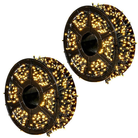 1+1 GRATIS:Instalatie De Craciun, Tip Rola, Cu 1000 LED-uri Mari, Interior sau Exterior, Rezistenta La Vreme Rea, 100 m, Alb Cald