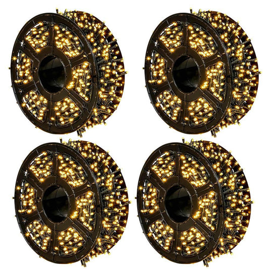2+2 GRATIS:Instalatie De Craciun, Tip Rola, Cu 1000 LED-uri Mari, Interior sau Exterior, Rezistenta La Vreme Rea, 100 m, Alb Cald