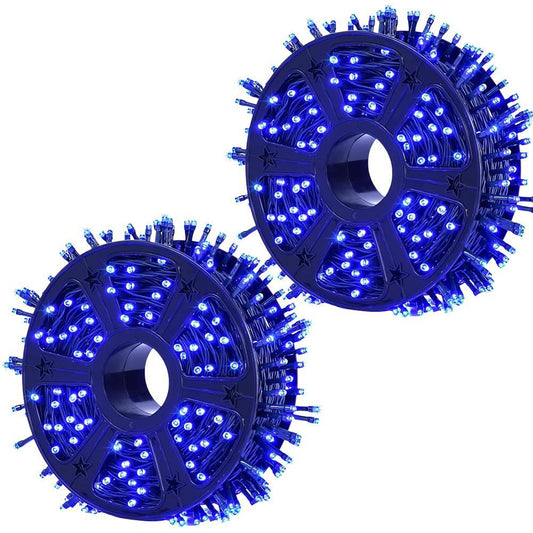 1+1 GRATIS: Instalatie De Craciun, Tip Rola, Cu 200 LED-uri Mari, Interior sau Exterior, Rezistenta La Vreme Rea, 20 m, Albastru Regal