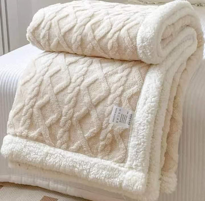 Patura Cocolino Groasa Dubla, Super Soft, Tip Tricotaj, cu Blanita, 200x230 cm