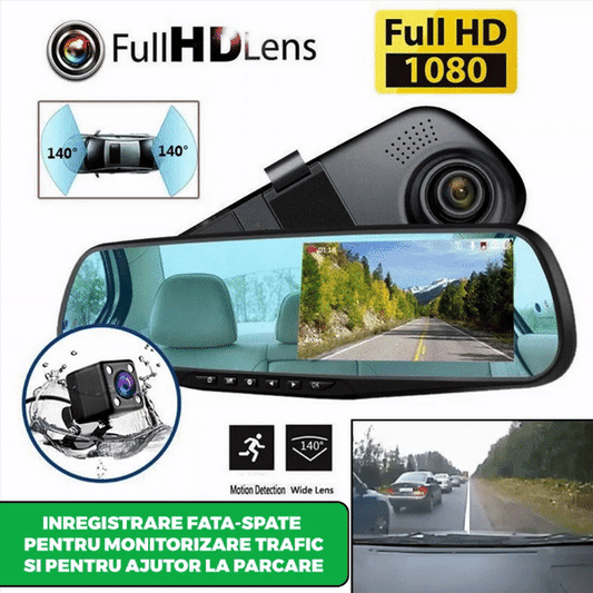 Oglinda Retrovizoare Cu Camera Video Fata-Spate Full HD Cu G-Senzor Si Ecran 4.3 Inch