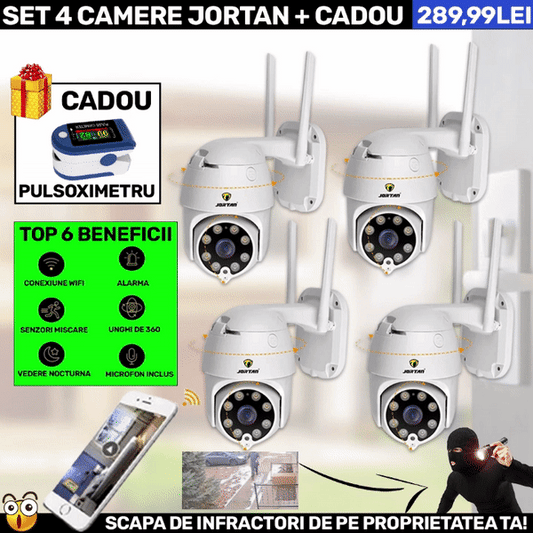 SET 4 x Camera Smart Color Jortan Wifi, IP Vizualizare Live Prin Aplicatie, Senzor de Miscare