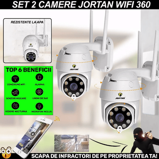 REDUCERE: SET 2 X Camera Smart Color Jortan Surveillance2® Wifi, IP Vizualizare Live Prin Aplicatie, Senzor de Miscare, CW2