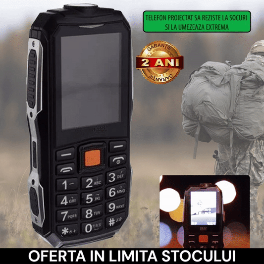 1+1 GRATIS: Telefon militar (model 2024), Dual SIM, Baterie 2800 mAh