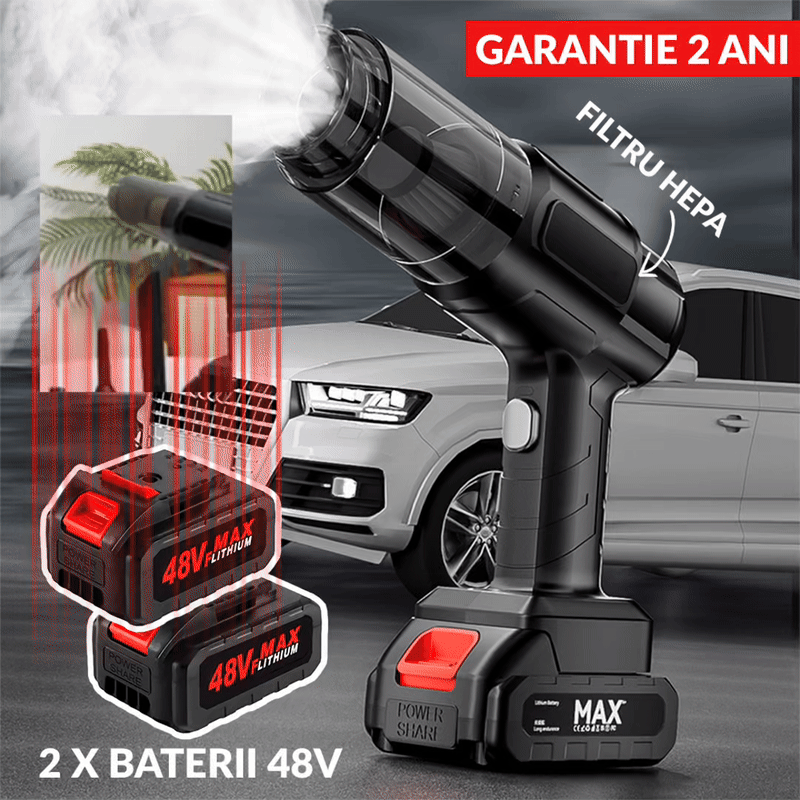 Aspirator Profesional 6 in 1 cu 2 x Acumulator 48V cu Putere Mare De Aspirare si Flitru Hepa