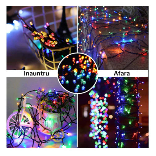 1+1 GRATIS: Instalatie De Craciun, Tip Rola, 100m Cu 1000 LED-uri Mari, Interior sau Exterior, Rezistenta La Vreme Rea, Multicolor, Total 200m Instalatie + Cadou Surpriza