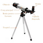 Telescop Astronomic Cu Trepied, Distanta Focala 360mm Si Prisme De 90°, Argintiu/Negru