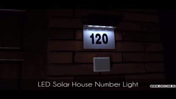 Numar De Casa Cu Incarcare Solara, Iluminare LED, Aprindere Automata