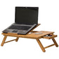 Masa Din Bambus Pentru Laptop, Pliabila, Cu Sertar Si Spatiu Pentru Mouse, Picioare Ajustabile